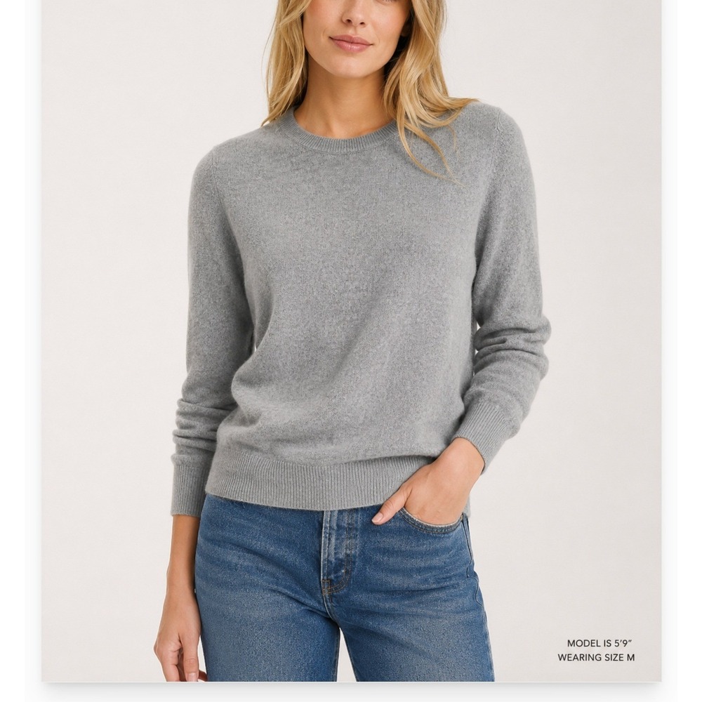 J.Crew 100% Cashmere Sweater Gray Women's Crewneck "Good Cashmere Standard" - M